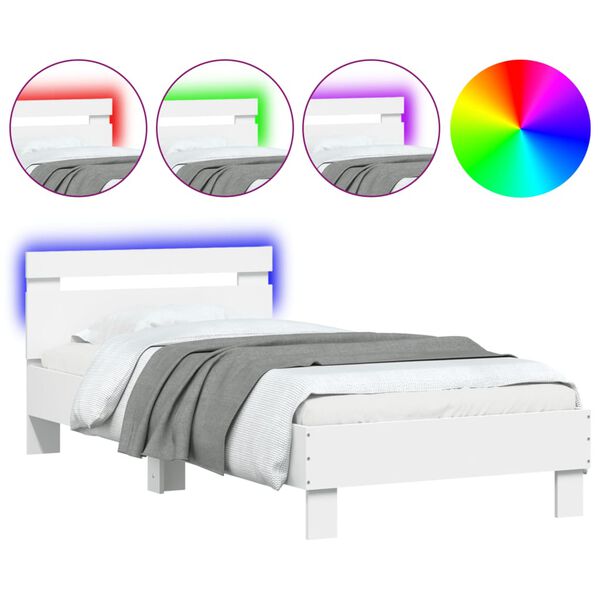 vidaXL Cadre de lit sans matelas avec lumi&egrave;res LED blanc 90x190 cm