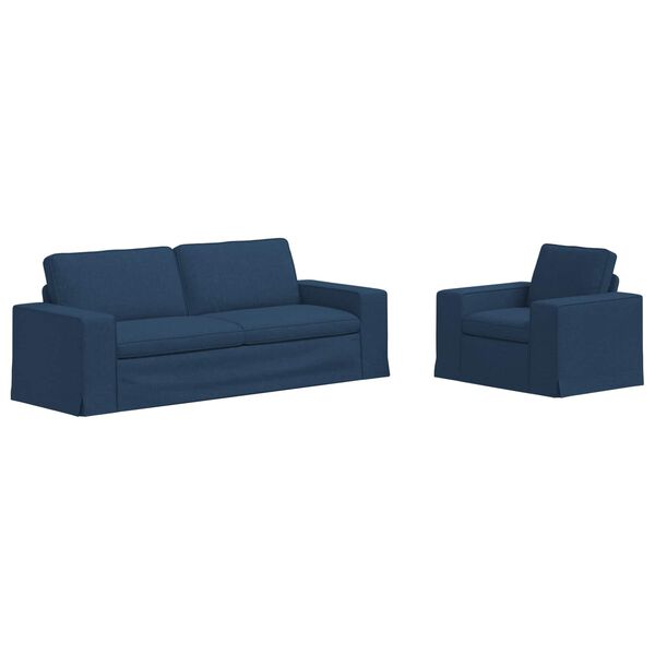 vidaXL Canap&eacute; 2 pcs Bleu
