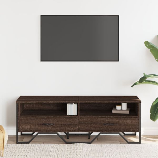 vidaXL Meuble TV ch&ecirc;ne marron 122x34x41 cm bois d'ing&eacute;nierie