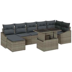 vidaXL Ensemble de canap&eacute; de jardin avec coussin 8 pcs Gris polyrotin
