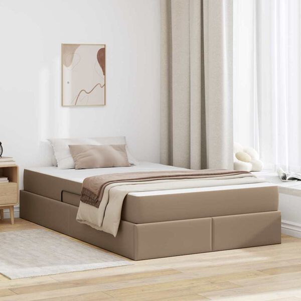 vidaXL Lit avec rangement et matelas 2 pcs Cappuccino Cuir