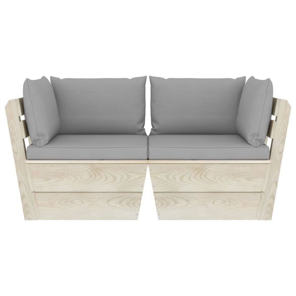 vidaXL Canap&eacute; palette &agrave; 2 places de jardin avec coussins Bois d'&eacute;pic&eacute;a