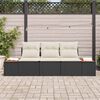 vidaXL Ensemble de canap&eacute; de jardin avec coussin 3 pcs Noir polyrotin