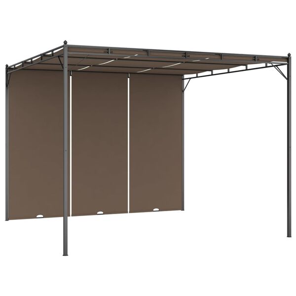 vidaXL Belv&eacute;d&egrave;re de jardin avec rideau lat&eacute;ral 3x3x2,25 m Taupe