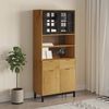 vidaXL Buffet avec portes vitrées FLAM 80x40x180 cm bois massif de pin