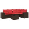 vidaXL Ensemble de canap&eacute; de jardin 6 pcs avec coussins marron r&eacute;sine tress&eacute;e