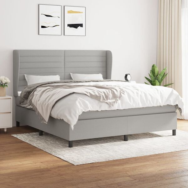vidaXL Sommier &agrave; lattes de lit avec matelas Gris clair 160x200cm Tissu