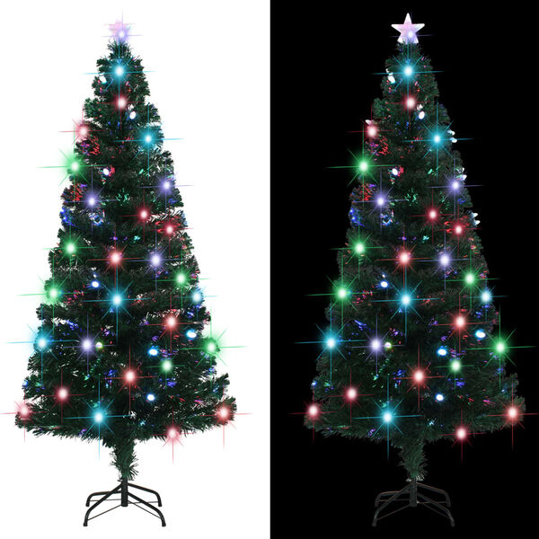vidaXL Arbre de No&euml;l pr&eacute;-&eacute;clair&eacute; avec support et LED 180 cm fibre optique