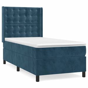 vidaXL Sommier &agrave; lattes de lit et matelas Bleu fonc&eacute; 80x200 cm Velours