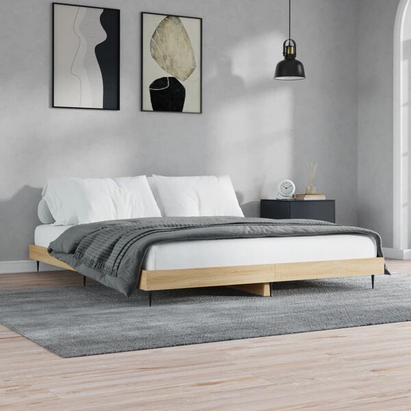 vidaXL Cadre de lit sans matelas ch&ecirc;ne sonoma 120x200 cm