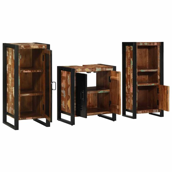 vidaXL Ensemble de mobilier de salle de bain 3 pcs Bois Recycl&eacute; Solide