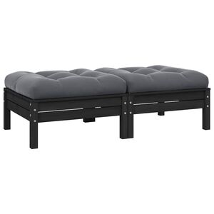 vidaXL Canap&eacute; 2 places de jardin et coussins Noir Bois de pin solide