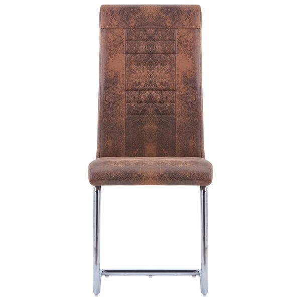 vidaXL Chaises à manger cantilever lot de 4 marron similicuir daim