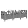 vidaXL Jardini&egrave;re avec piquets gris clair 123,5x43,5x43,5 cm PP