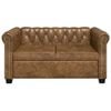vidaXL Canapé Chesterfield 2 places cuir artificiel marron