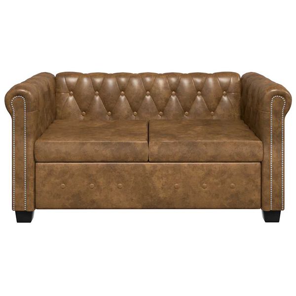 vidaXL Canapé Chesterfield 2 places cuir artificiel marron