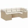 vidaXL Ensemble de canap&eacute; de jardin 6 pc Beige et blanc Poly rotin