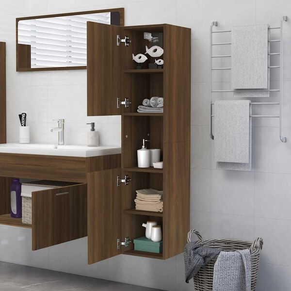 vidaXL Armoire de bain Ch&ecirc;ne marron 30x30x130 cm Bois d'ing&eacute;nierie