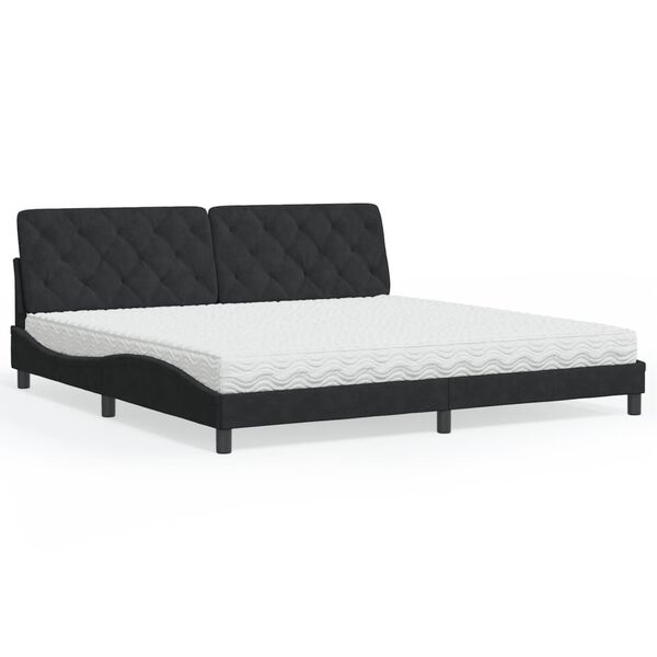 vidaXL Lit avec matelas noir 200x200 cm velours