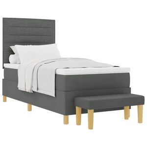 vidaXL Lit &agrave; ressorts avec t&ecirc;te de lit Gris fonc&eacute; 200 x 90 cm tissu
