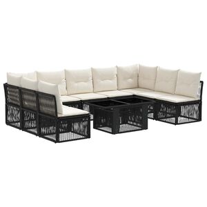 vidaXL Ensemble de canap&eacute; de jardin 10 pc Noir polyrotin