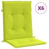 vidaXL Coussins de chaise de jardin &agrave; dossier bas lot de 6 vert vif
