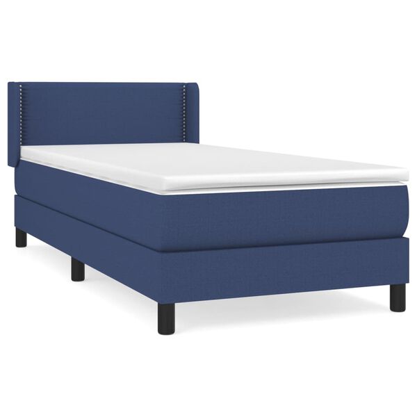 vidaXL Sommier &agrave; lattes de lit avec matelas Bleu 90x190 cm Tissu