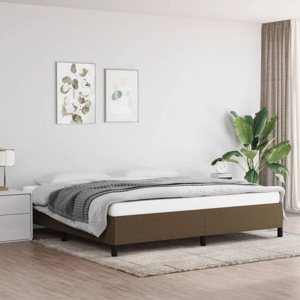 vidaXL Cadre de lit sans matelas marron fonc&eacute; 200x200 cm tissu