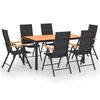 vidaXL Ensemble &agrave; manger de jardin 7 pcs noir et marron
