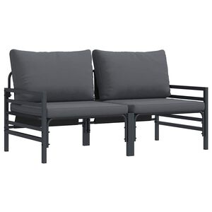 vidaXL Mobilier de jardin 2 Pi&egrave;ce Anthracite 80 x 80 x 71 cm Acier