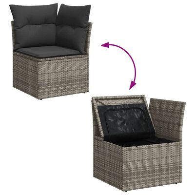 vidaXL Salon de jardin 4 pcs avec coussins gris résine tressée