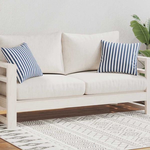 vidaXL Oreiller d'extérieur lot de 2 Impression rayure 45 x 45 cm Bleu