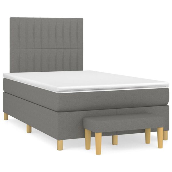 vidaXL Sommier &agrave; lattes de lit avec matelas Gris fonc&eacute; 120x200cm Tissu