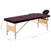 vidaXL Table de massage pliable 3 zones Violet vin