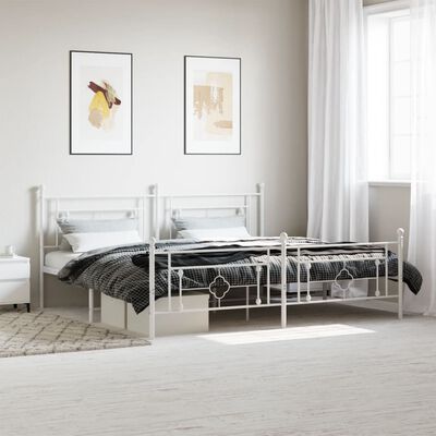 vidaXL Cadre de lit métal sans matelas et pied de lit blanc 200x200 cm