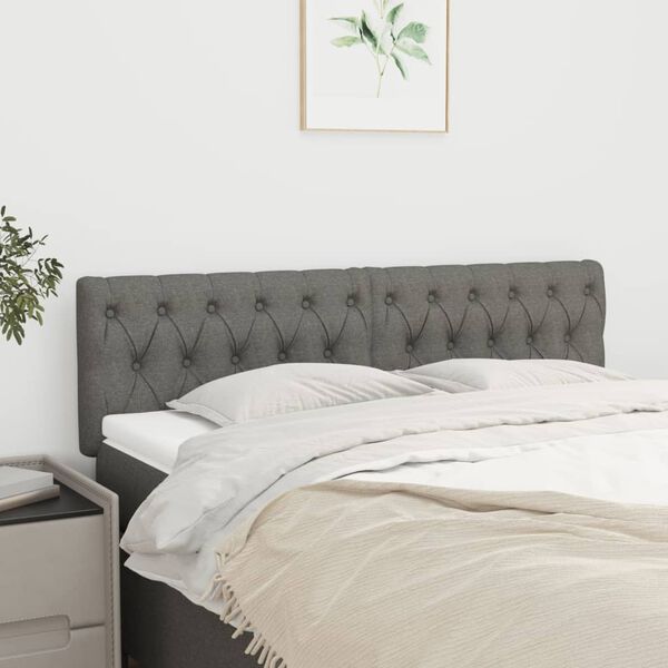 vidaXL T&ecirc;tes de lit Gris fonc&eacute; 160x7x78/88 cm Tissu