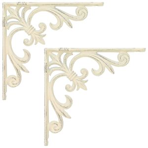 vidaXL Supports d'&eacute;tag&egrave;re murale 2 pc Blanc antique 10 x 10 x 2,8 cm