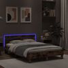 vidaXL Cadre de lit avec LED sans matelas ch&ecirc;ne fum&eacute; 120x200 cm