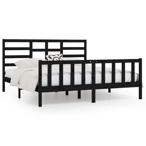 vidaXL Cadre de lit sans matelas noir 180x200 cm bois massif