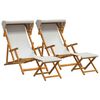 vidaXL Chaise Longue 4 pcs 3 Position Bois d'eucalyptus massif Cr&egrave;me