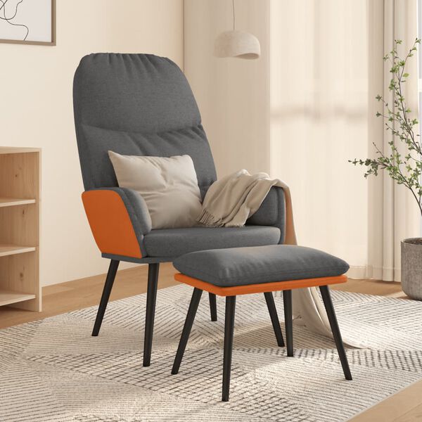 vidaXL Chaise de relaxation avec tabouret Gris clair Tissu
