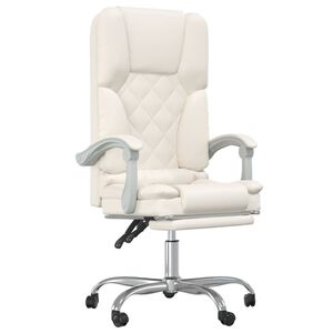 vidaXL Fauteuil de massage inclinable de bureau Cr&egrave;me Similicuir