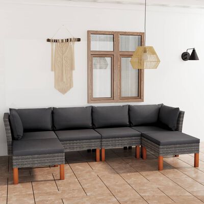 vidaXL Salon de jardin 6 pcs avec coussins Résine tressée Gris