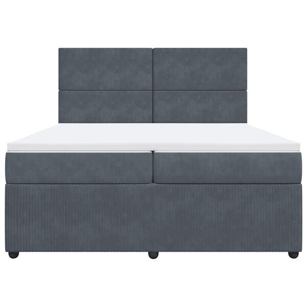 vidaXL Sommier &agrave; lattes de lit et matelas Gris fonc&eacute; 200x200cm Velours