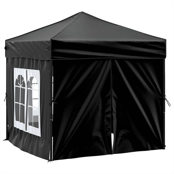 vidaXL Tente de réception pliable avec parois Noir 2x2 m