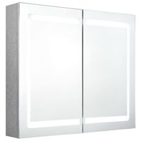 vidaXL Armoire de salle de bain à miroir LED Gris béton 80x12x68 cm