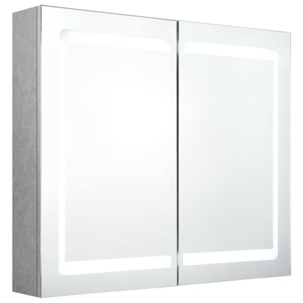 vidaXL Armoire de salle de bain à miroir LED Gris béton 80x12x68 cm