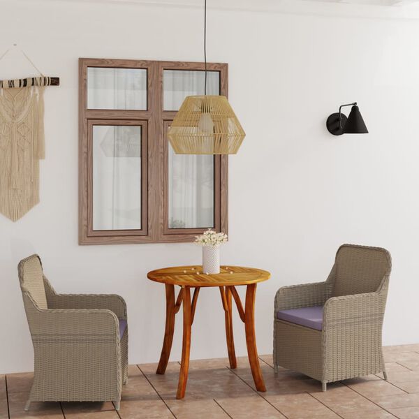 vidaXL Ensemble &agrave; manger de jardin 3 pcs Marron