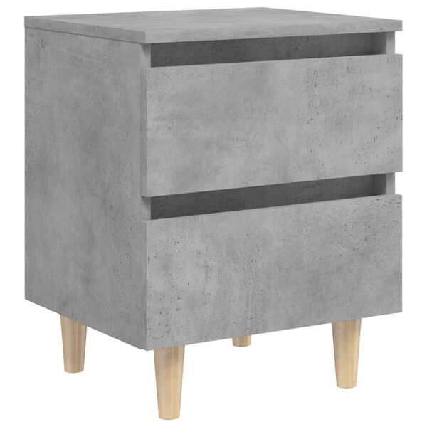 vidaXL Tables de chevet pieds en pin 2 pcs gris b&eacute;ton 40x35x50 cm