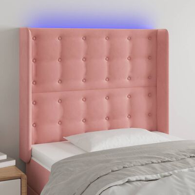 vidaXL Tête de lit à LED Rose 83x16x118/128 cm Velours